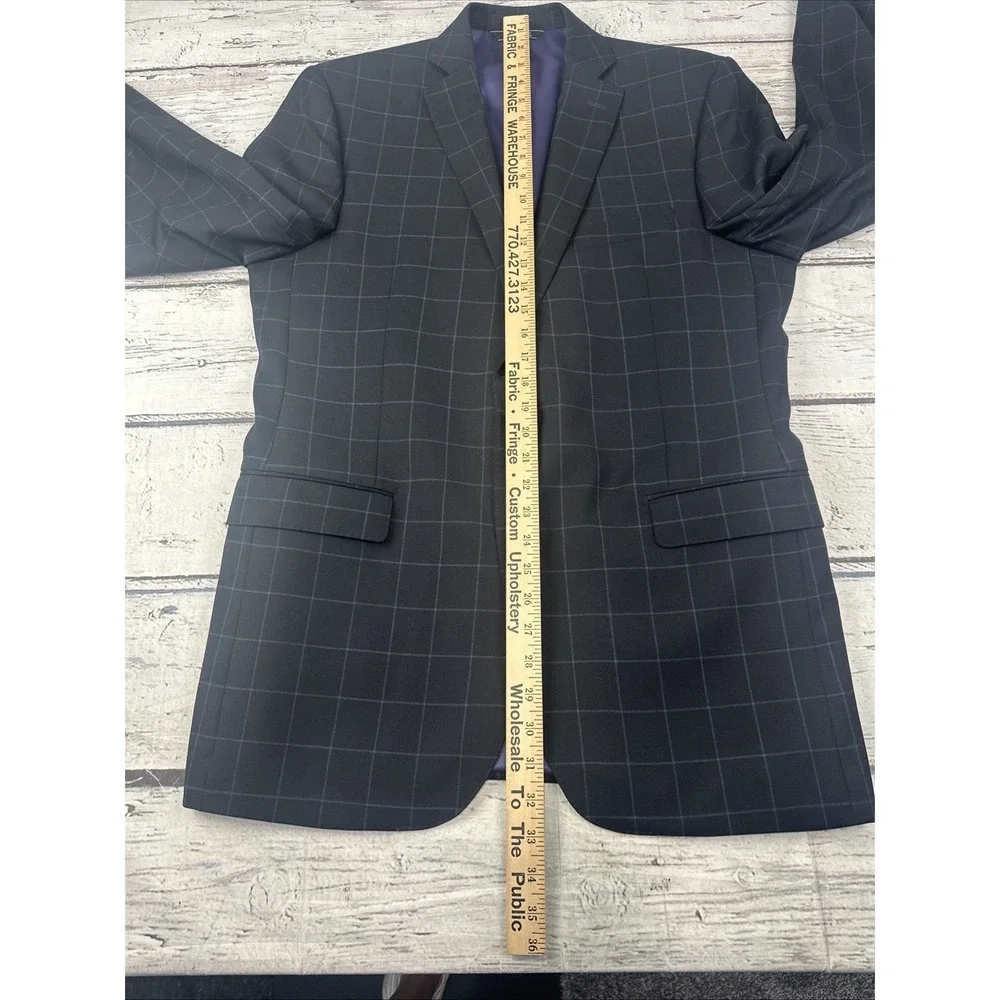 RED Saks Fifth Avenue 2-Piece Blue Suit Mens 40L Pants 35x33.5 Box Print
